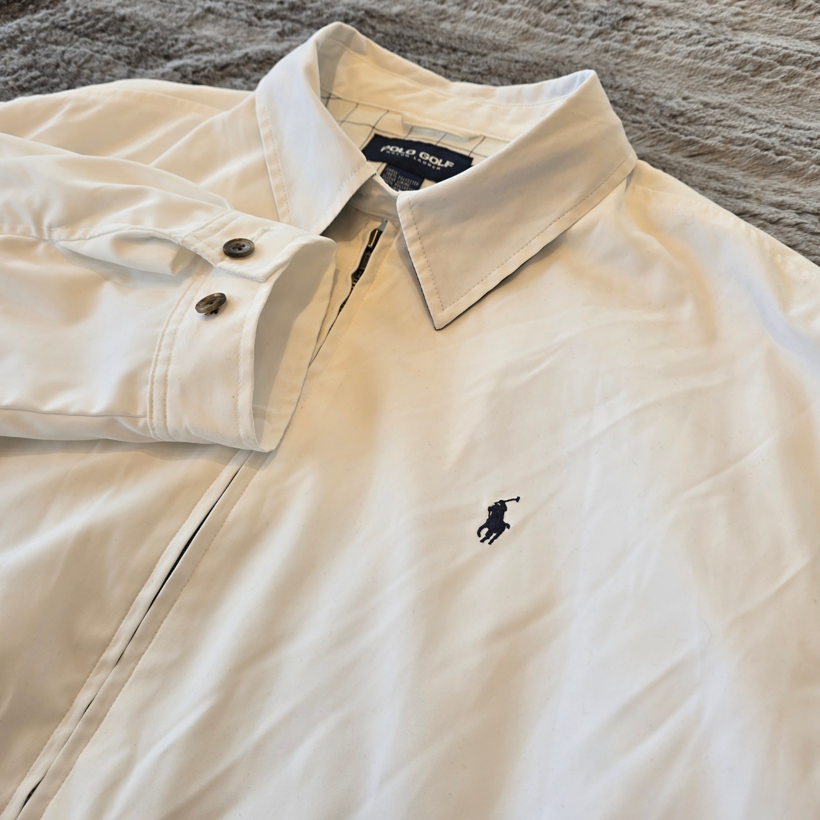 Polo Golf Ralph Lauren Mens Xl White Harrington Jacket Windbreaker Full Zip